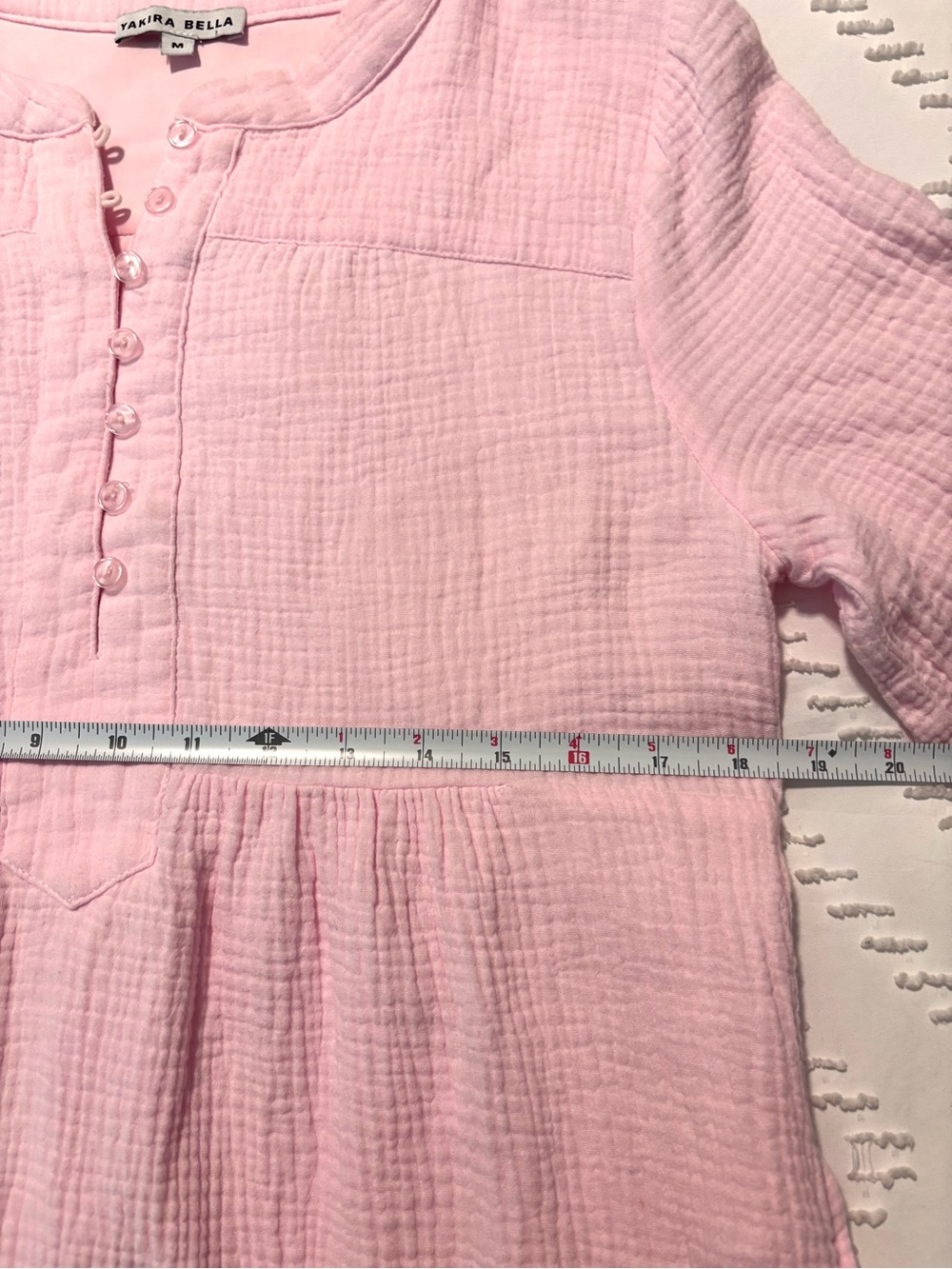 NEW MIDI LENGTH YAKIRA BELLA PINk LIGHTWEIGHT COTTON DRESS LONG SLEEVE SZ M - Picture 9 of 10